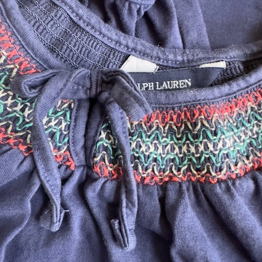 Ralph Lauren Navy Top with Multicolor Embroidery